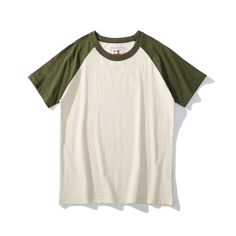 Akkad Kuti 2024 Japanese Retro Style Male Crew Neck Raglan Sleeves TShirts Student Casual Good Collocation Tee 100% Cotton