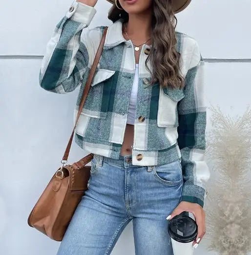 Women's Coat 2025 Autumn & Winter Female Daily Clothing Plaid New Fashion Casual Cardigan Retro Lapel Jacket Jacket for Women