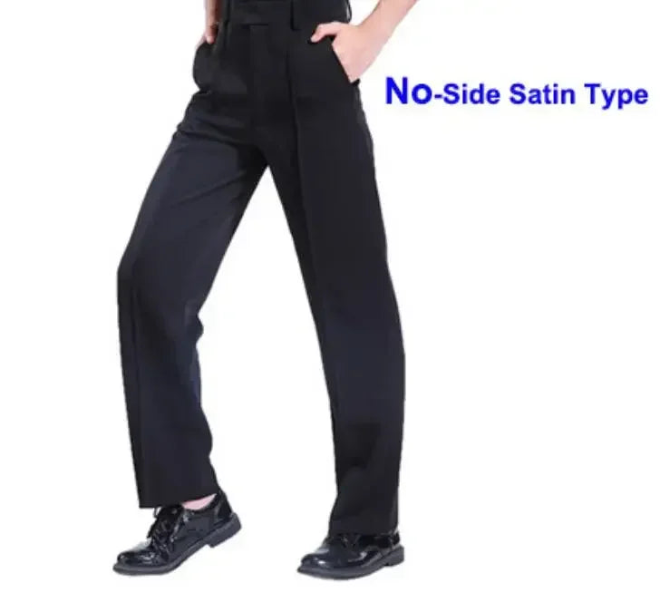 N72 Black Latin Modern Ballroom Tango Salsa Samba Trousers Practice Competition Latin Dance Pants For Men Kids Boys EJ