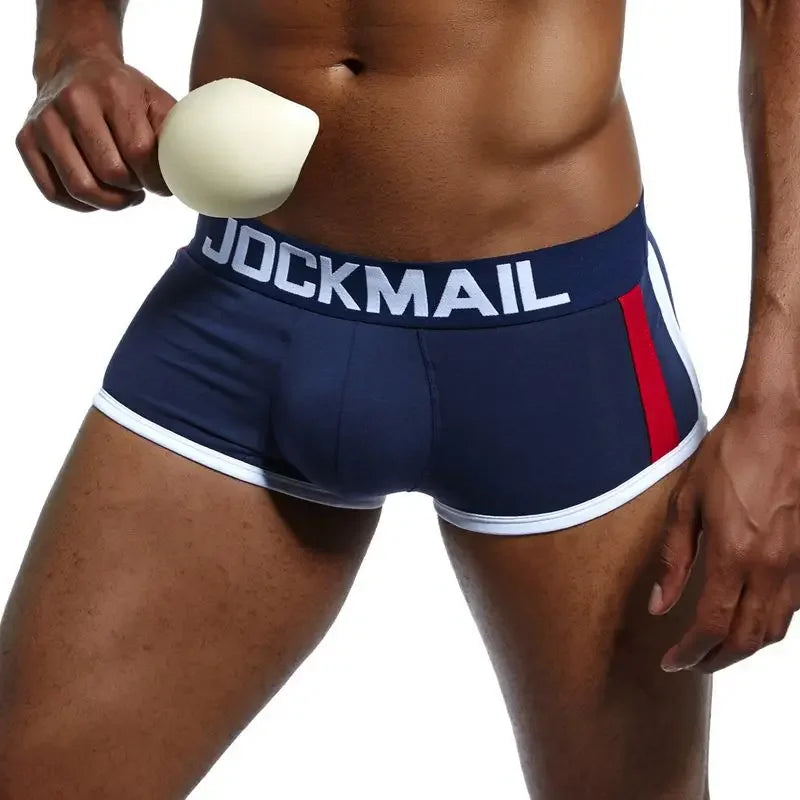 JOCKMAIL Mens Underwear Boxers Bulge Enhancing with Push Up Cup Underwear Men Shorts Trunk Enlarge Mens Panties Underpants