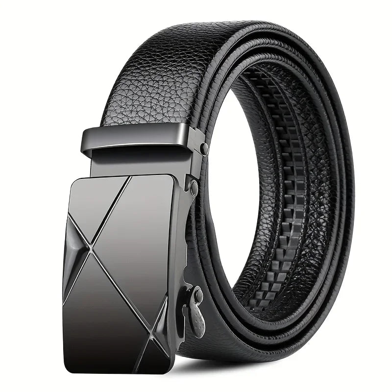 High-quality Men's Automatic Buckle PU Belt New Simple Men's Business Casual Belt Fashionable Men's Birthday Gifts