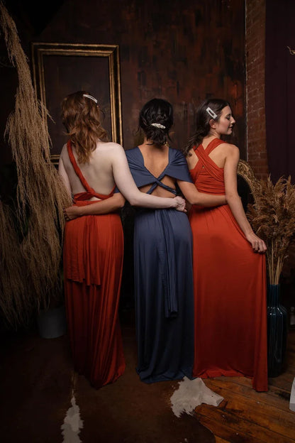 Multiway Bridesmaid Dress Infinity Outfit Floor Length Maxi Wrap Convertible Dresses Wedding Dress Multi-way Rust Dress