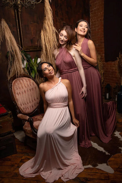 Multiway Bridesmaid Dress Infinity Outfit Floor Length Maxi Wrap Convertible Dresses Wedding Dress Multi-way Rust Dress