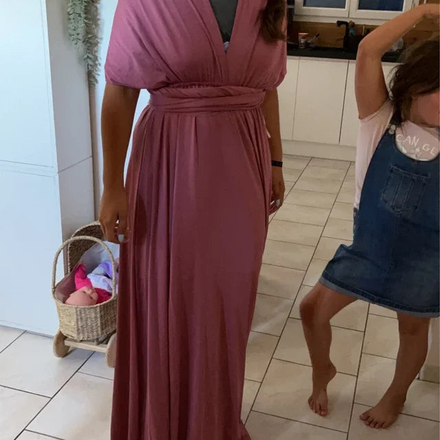 Multiway Bridesmaid Dress Infinity Outfit Floor Length Maxi Wrap Convertible Dresses Wedding Dress Multi-way Rust Dress