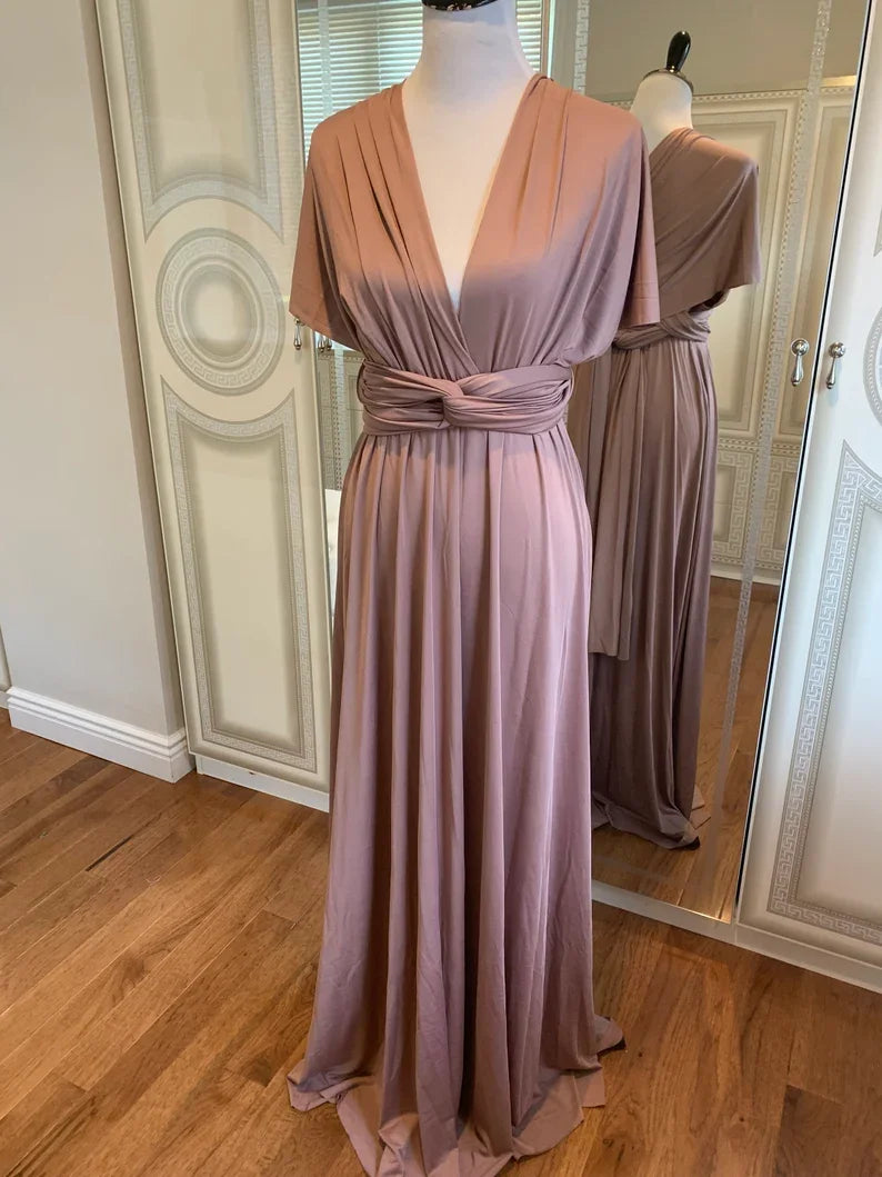 Multiway Bridesmaid Dress Infinity Outfit Floor Length Maxi Wrap Convertible Dresses Wedding Dress Multi-way Rust Dress