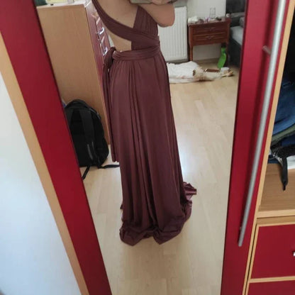 Multiway Bridesmaid Dress Infinity Outfit Floor Length Maxi Wrap Convertible Dresses Wedding Dress Multi-way Rust Dress