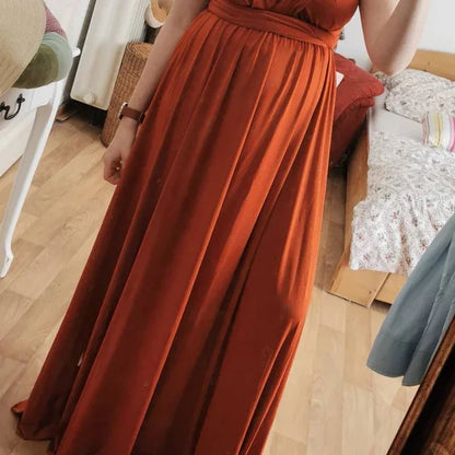 Multiway Bridesmaid Dress Infinity Outfit Floor Length Maxi Wrap Convertible Dresses Wedding Dress Multi-way Rust Dress