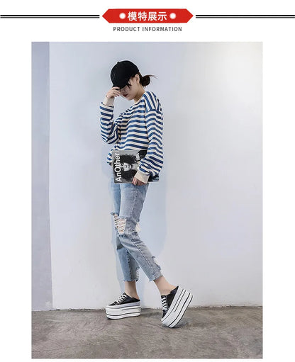 Fujin Genuine Height Increased Super High Platform Casual Sports Women Casual Shoes Wedge Heel Increased Heel Slip on Sneakers