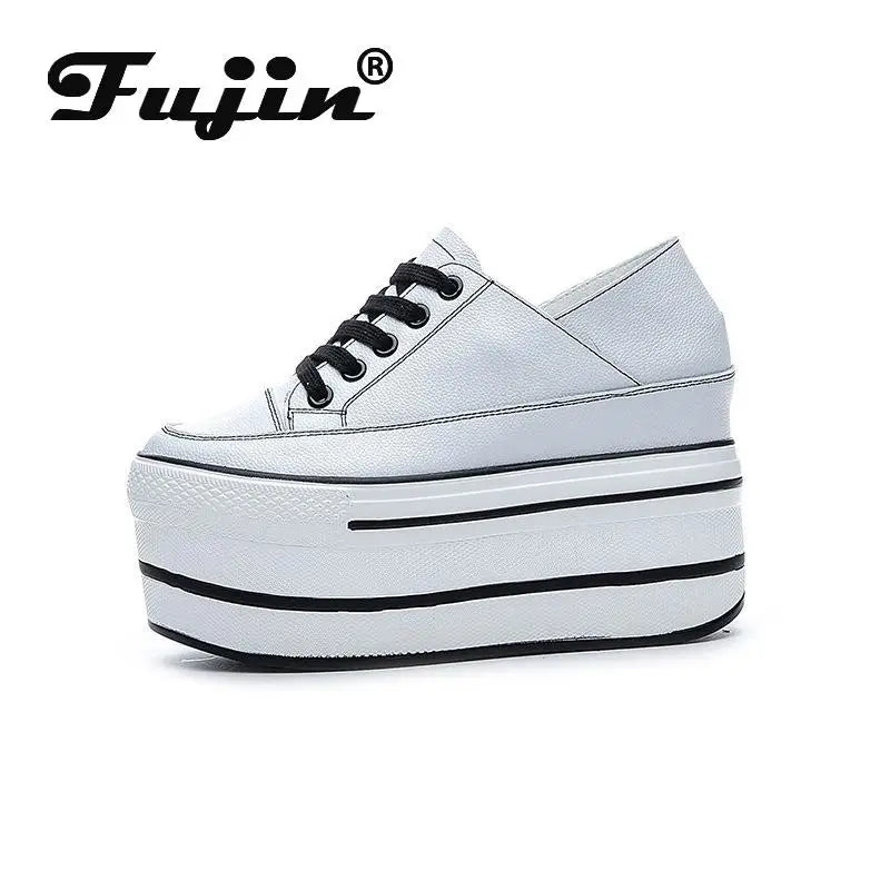 Fujin Genuine Height Increased Super High Platform Casual Sports Women Casual Shoes Wedge Heel Increased Heel Slip on Sneakers