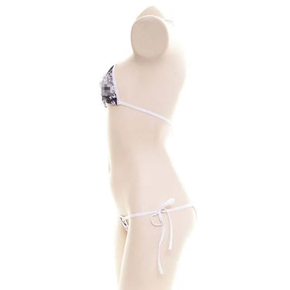 Japanese Sexy Lingerie Lolita Kawaii Mosaic Cartoon Anime Mini Bikini Adult Cosplay Erotic Costumes Bra Women Underwear Set