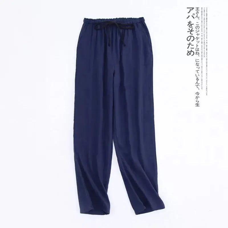 Spring Couples Cotton Gauze Sleep Pants Ladies Home Tie Pajama Pant Men's Bottom Pants Sleeping Pants Woman Pajama Bottoms