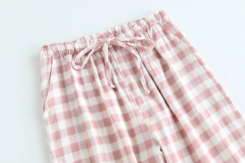 Spring Couples Cotton Gauze Sleep Pants Ladies Home Tie Pajama Pant Men's Bottom Pants Sleeping Pants Woman Pajama Bottoms