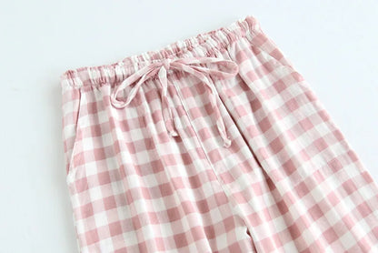 Spring Couples Cotton Gauze Sleep Pants Ladies Home Tie Pajama Pant Men's Bottom Pants Sleeping Pants Woman Pajama Bottoms