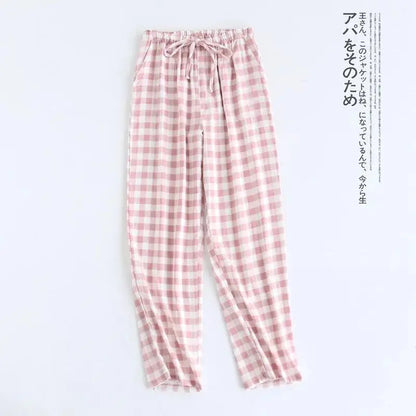 Spring Couples Cotton Gauze Sleep Pants Ladies Home Tie Pajama Pant Men's Bottom Pants Sleeping Pants Woman Pajama Bottoms