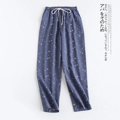 Spring Couples Cotton Gauze Sleep Pants Ladies Home Tie Pajama Pant Men's Bottom Pants Sleeping Pants Woman Pajama Bottoms