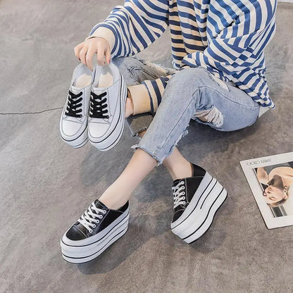 Fujin Genuine Height Increased Super High Platform Casual Sports Women Casual Shoes Wedge Heel Increased Heel Slip on Sneakers