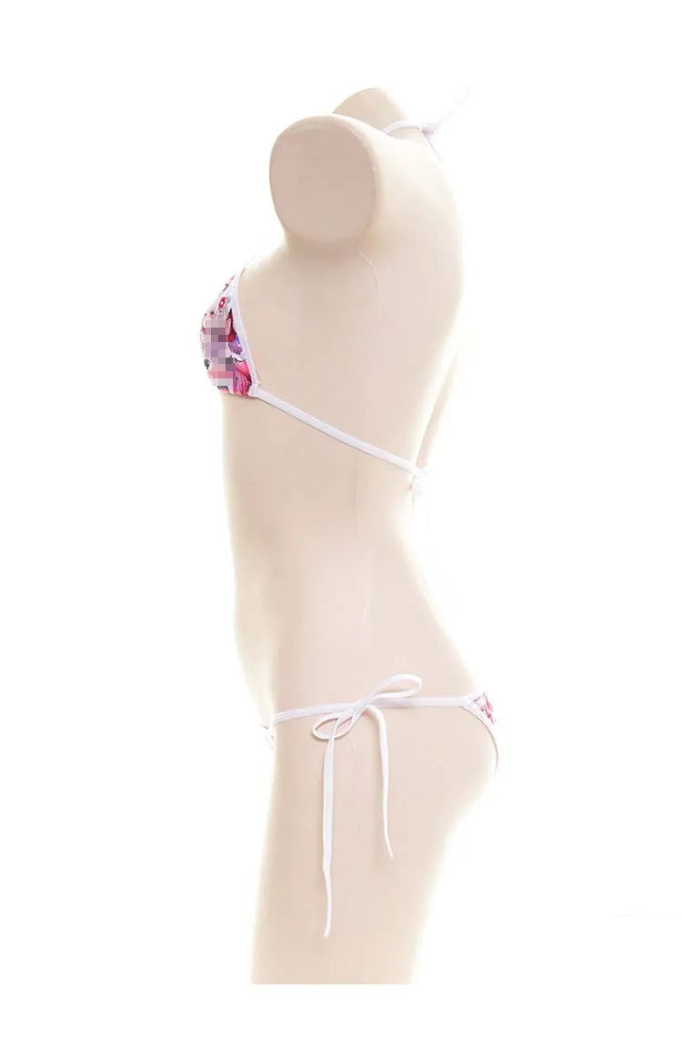 Japanese Sexy Lingerie Lolita Kawaii Mosaic Cartoon Anime Mini Bikini Adult Cosplay Erotic Costumes Bra Women Underwear Set