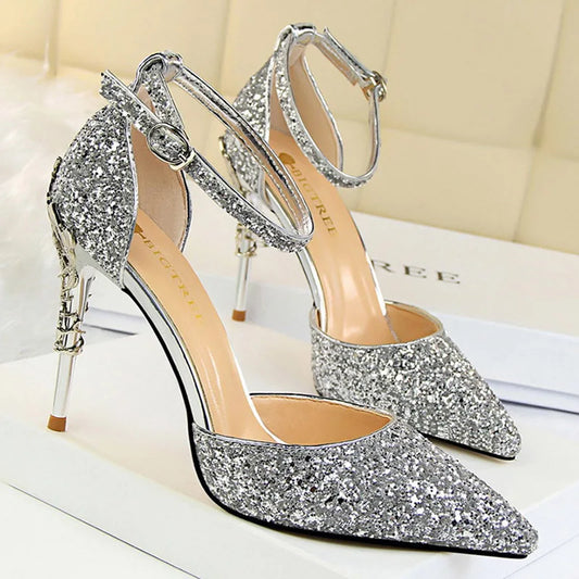 BIGTREE Shoes Heels 2026 New Woman Pumps Sequins High Heels Women Shoes Fashion Ladies Shoes Gold Sliver Stiletto Heels Sandals