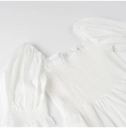 Boho Inspired shirred bust summer dress puff sleeve frilled elegant ladies dress cotton woman dress new boho dress for women