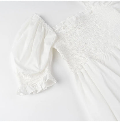 Boho Inspired shirred bust summer dress puff sleeve frilled elegant ladies dress cotton woman dress new boho dress for women