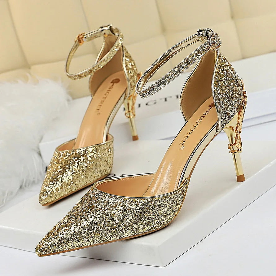 BIGTREE Shoes Heels 2026 New Woman Pumps Sequins High Heels Women Shoes Fashion Ladies Shoes Gold Sliver Stiletto Heels Sandals