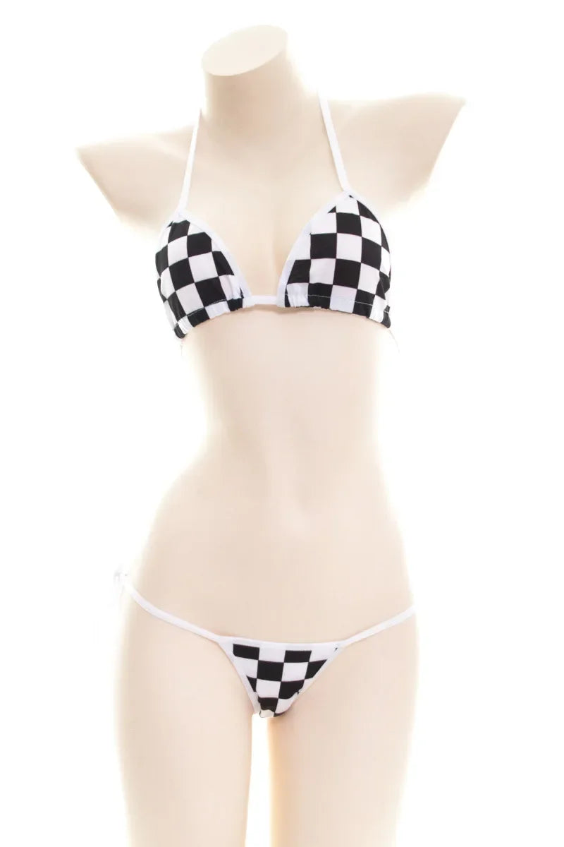Japanese Sexy Lingerie Lolita Kawaii Mosaic Cartoon Anime Mini Bikini Adult Cosplay Erotic Costumes Bra Women Underwear Set