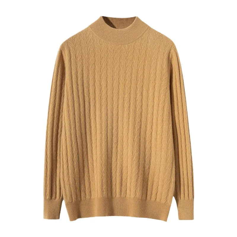 Men's Cashmere Knitted Long Sleeve Base Shirt Casual Thickened Half High Collar Autumn Winter Sweater Fashion Urban Style