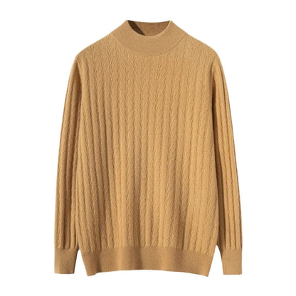 Men's Cashmere Knitted Long Sleeve Base Shirt Casual Thickened Half High Collar Autumn Winter Sweater Fashion Urban Style