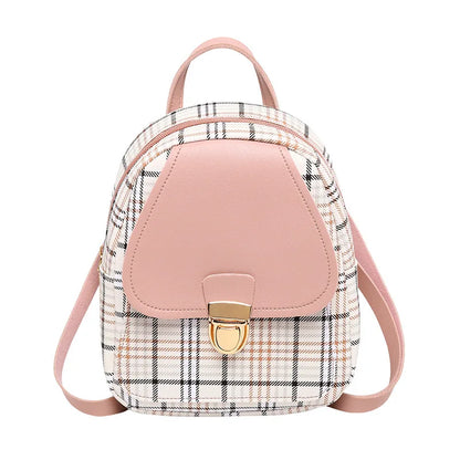 Fashionable Korean Style Small Backpack Hot Sale Of The Season Checkered Crossbody Bag Single Shoulder Phone Bag PU Material...
