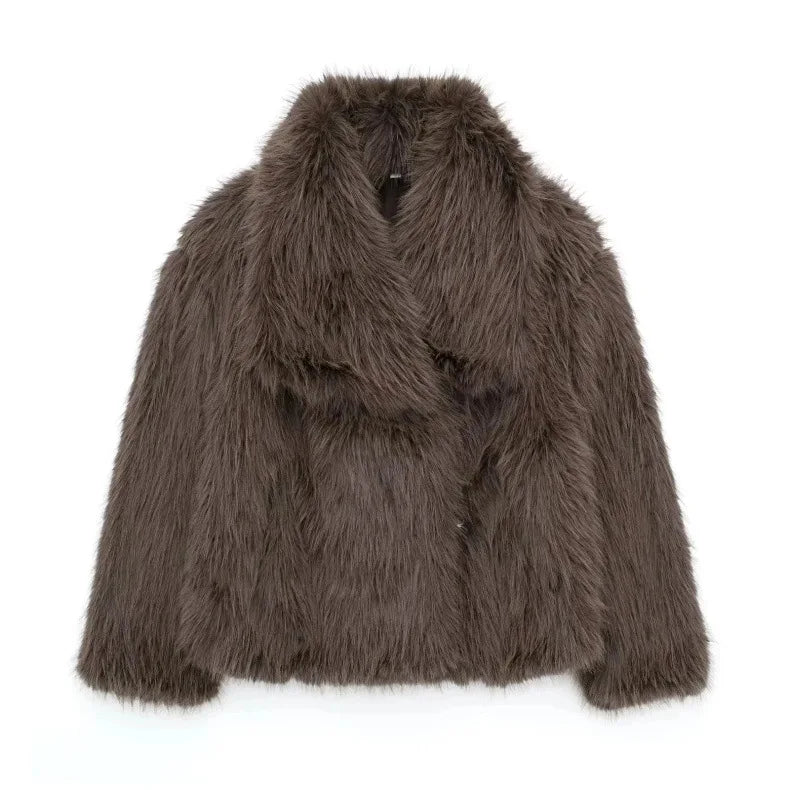 Women's Faux Fur Jacket Loose Long-Sleeved Coat Toca Fox Design Autumn/Winter 2025 Collection