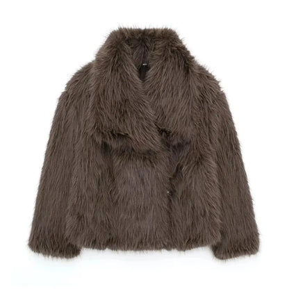Women's Faux Fur Jacket Loose Long-Sleeved Coat Toca Fox Design Autumn/Winter 2025 Collection