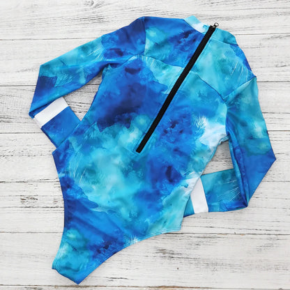 Women's Swimsuit 2024 Long Sleeve Rash Guard Bikini Surfing Suit One Piece Bodysuit Print Brasileño Push up Monokini Swimwear