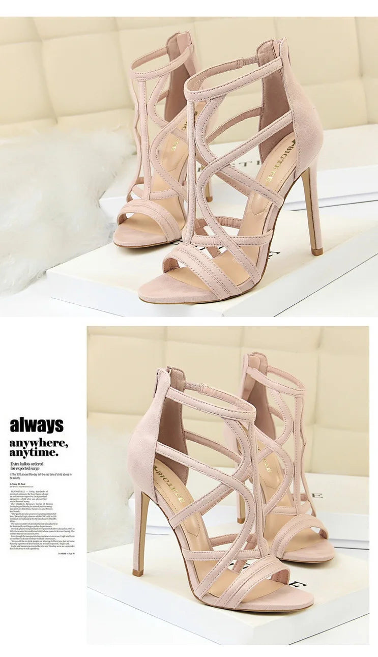 BIGTREE Shoes Roman Style High Heels Woman Pumps Stiletto Heels 11 Cm Women Heels Sexy Party Shoes Hollow Out Women Sandals 2026