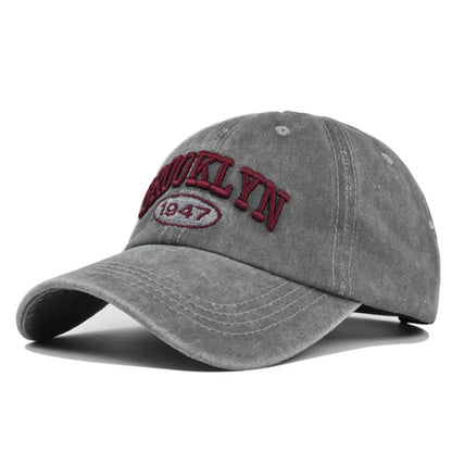 Unisex Washed Cotton Vintage Caps Letter Embroidery Baseball Cap Men And Women Summer Outdoor Soft Top Sports Snapback Bone Hats