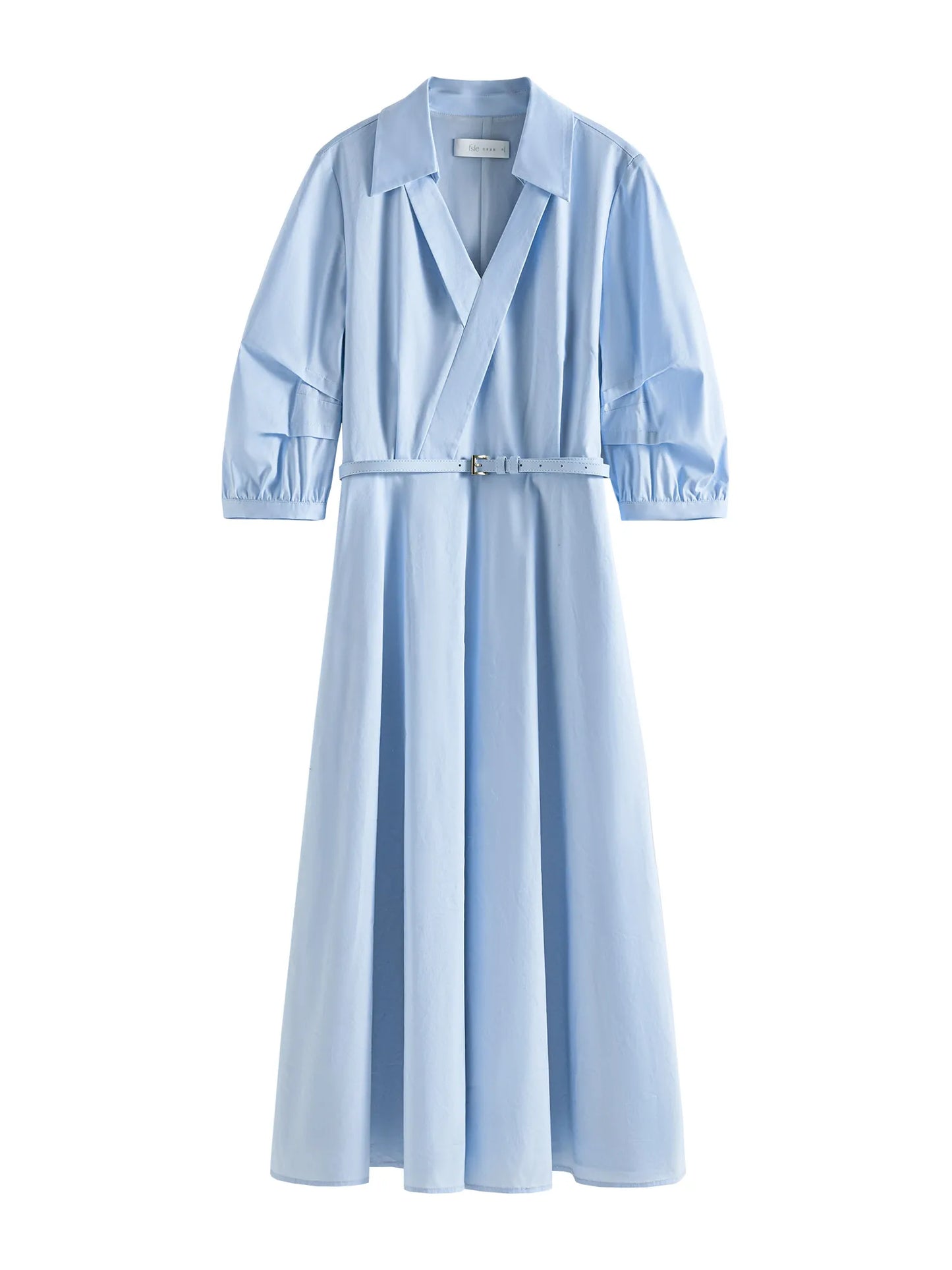 FSLE Autumn Women Wedding Guest Dress Spring Long Sleeves Dress Three-quarter Sleeve Cotton Elegant 2025 Slim Waist  Dress