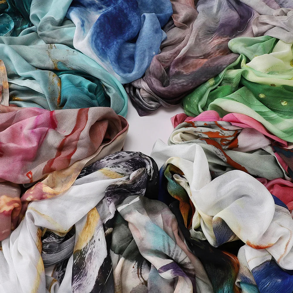 Premium Printed Hijab Headscarf Soft Breathable Hijab Muslim Women Islam Cotton Shawls and Wraps Viscose Modal Hijab