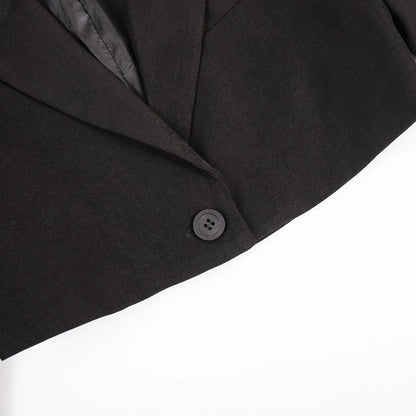 Fall Suit Skirt Suit Women's Solid Lapel Button Blazer Patchwork Pleated Skirt 2 Piece Skirt Suit FashionStreetwear Women's Y2k