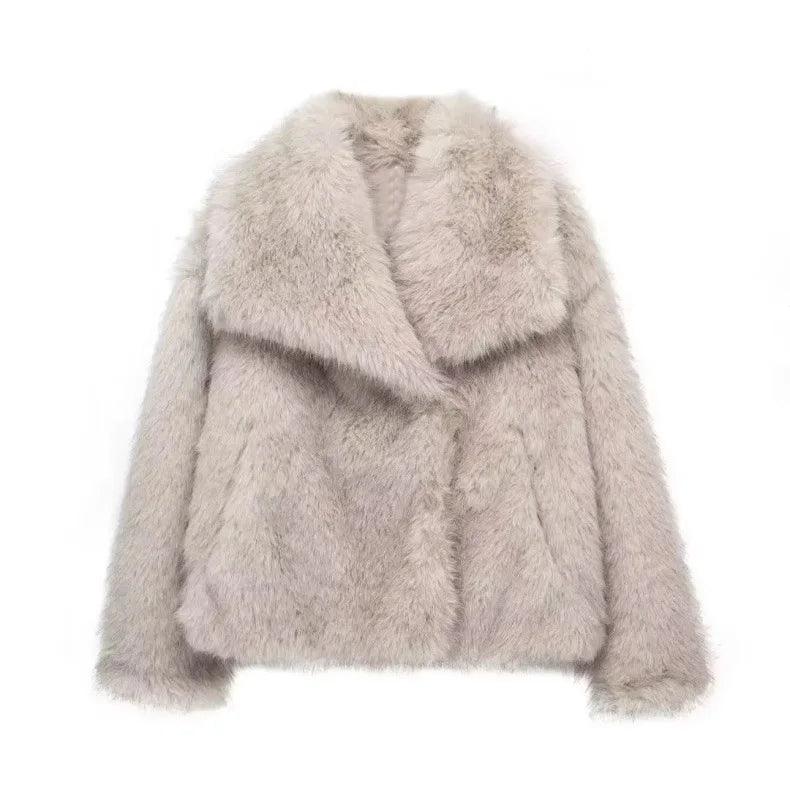 Women's Faux Fur Jacket Loose Long-Sleeved Coat Toca Fox Design Autumn/Winter 2025 Collection