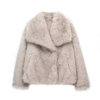 Women's Faux Fur Jacket Loose Long-Sleeved Coat Toca Fox Design Autumn/Winter 2025 Collection