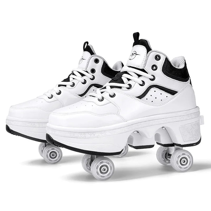 Size 33 34 35 - 44 Deformation Roller Skates Shoes Double Row 4-Wheel Skates Roller Shoes Dual-Purpose Roller Sneakers Shoes