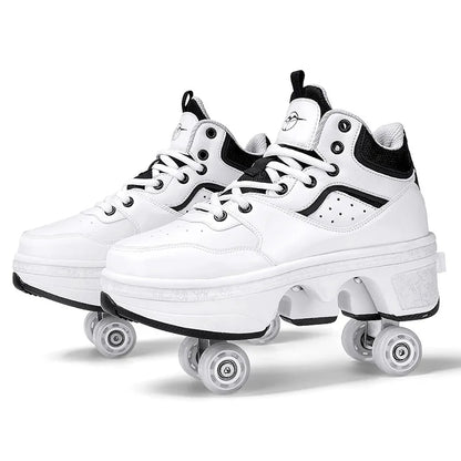 Size 33 34 35 - 44 Deformation Roller Skates Shoes Double Row 4-Wheel Skates Roller Shoes Dual-Purpose Roller Sneakers Shoes