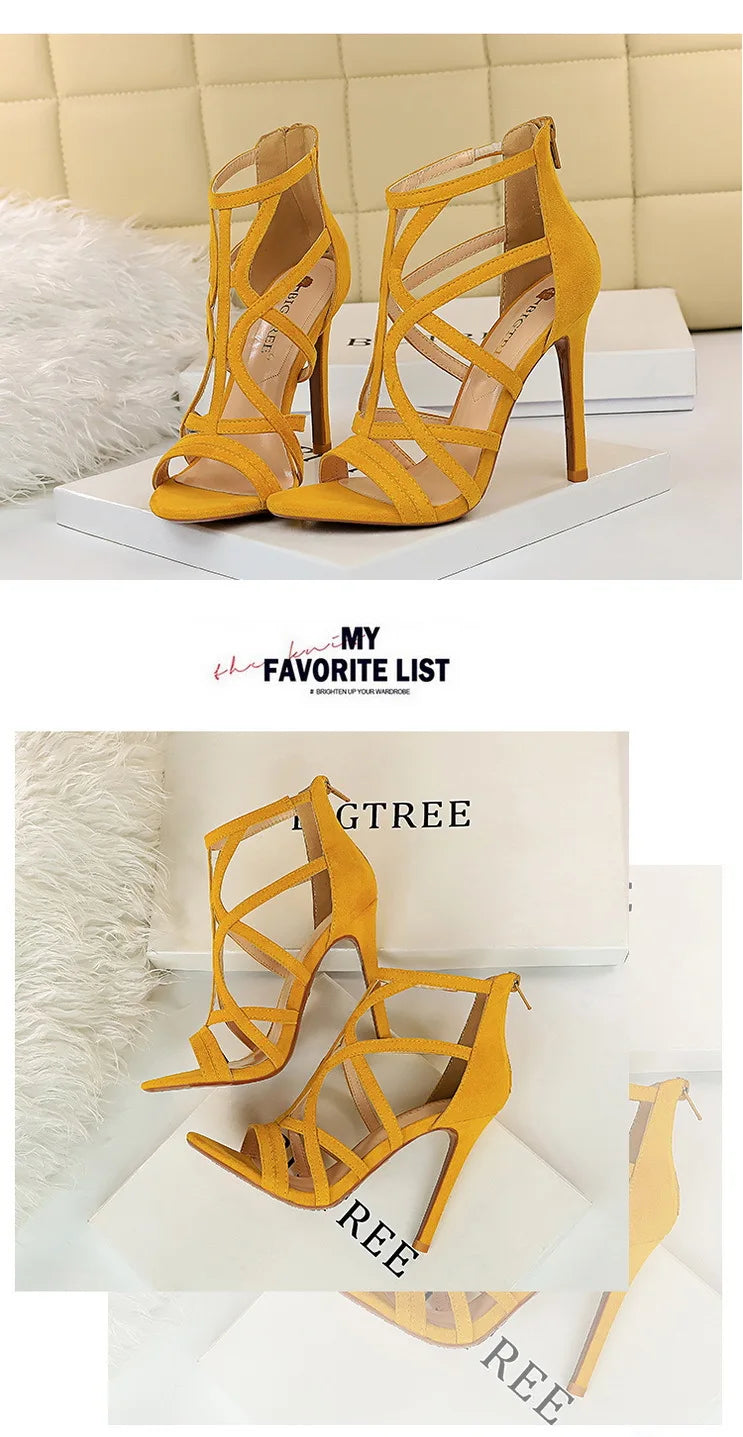 BIGTREE Shoes Roman Style High Heels Woman Pumps Stiletto Heels 11 Cm Women Heels Sexy Party Shoes Hollow Out Women Sandals 2026