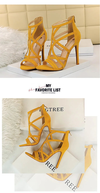 BIGTREE Shoes Roman Style High Heels Woman Pumps Stiletto Heels 11 Cm Women Heels Sexy Party Shoes Hollow Out Women Sandals 2026