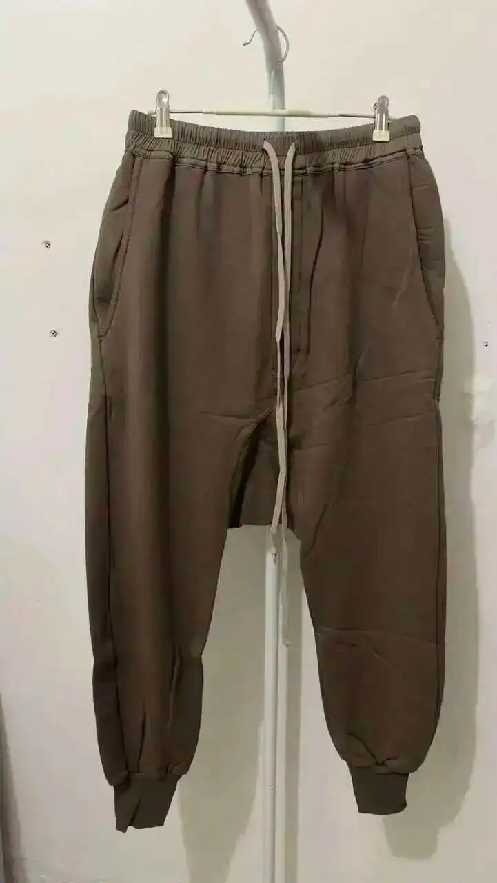 HKSH Men's Tide Classic Thicken Pure Cotton Fleece Harem Pants Suspension Sports Casual Trousers Dark Chic Grey RO Style HK1394