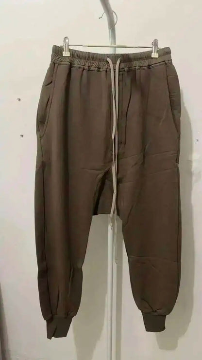 HKSH Men's Tide Classic Thicken Pure Cotton Fleece Harem Pants Suspension Sports Casual Trousers Dark Chic Grey RO Style HK1394