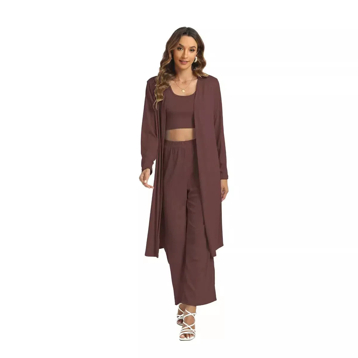 Middle East Muslim Women's Three-Piece Set Tank Top Loose plus Size Sexy Long Pants Gown for Muslim Women's Fashion
