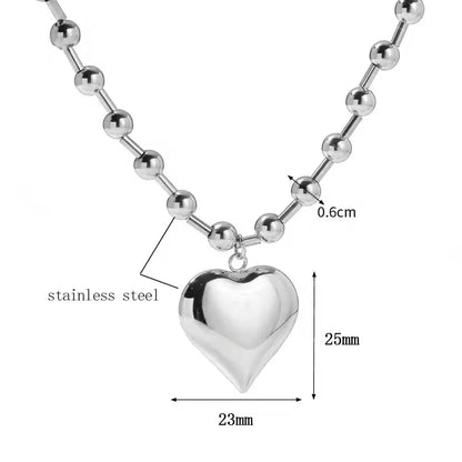 3/6/8mm Ball Bead Necklaces Stainless Steel For Women Gold/Silver Color Metal Big Bead Chain Choker Men Jewelry Accessories
