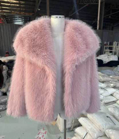 Women's Faux Fur Jacket Loose Long-Sleeved Coat Toca Fox Design Autumn/Winter 2025 Collection
