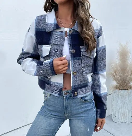 Women's Coat 2025 Autumn & Winter Female Daily Clothing Plaid New Fashion Casual Cardigan Retro Lapel Jacket Jacket for Women