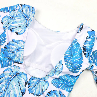 Women's Swimsuit 2024 Long Sleeve Rash Guard Bikini Surfing Suit One Piece Bodysuit Print Brasileño Push up Monokini Swimwear